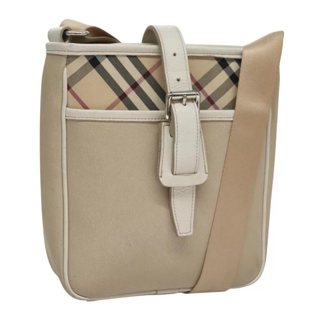BURBERRY Nova Check Shoulder Bag Canvas Beige Auth - Picture 2 of 16